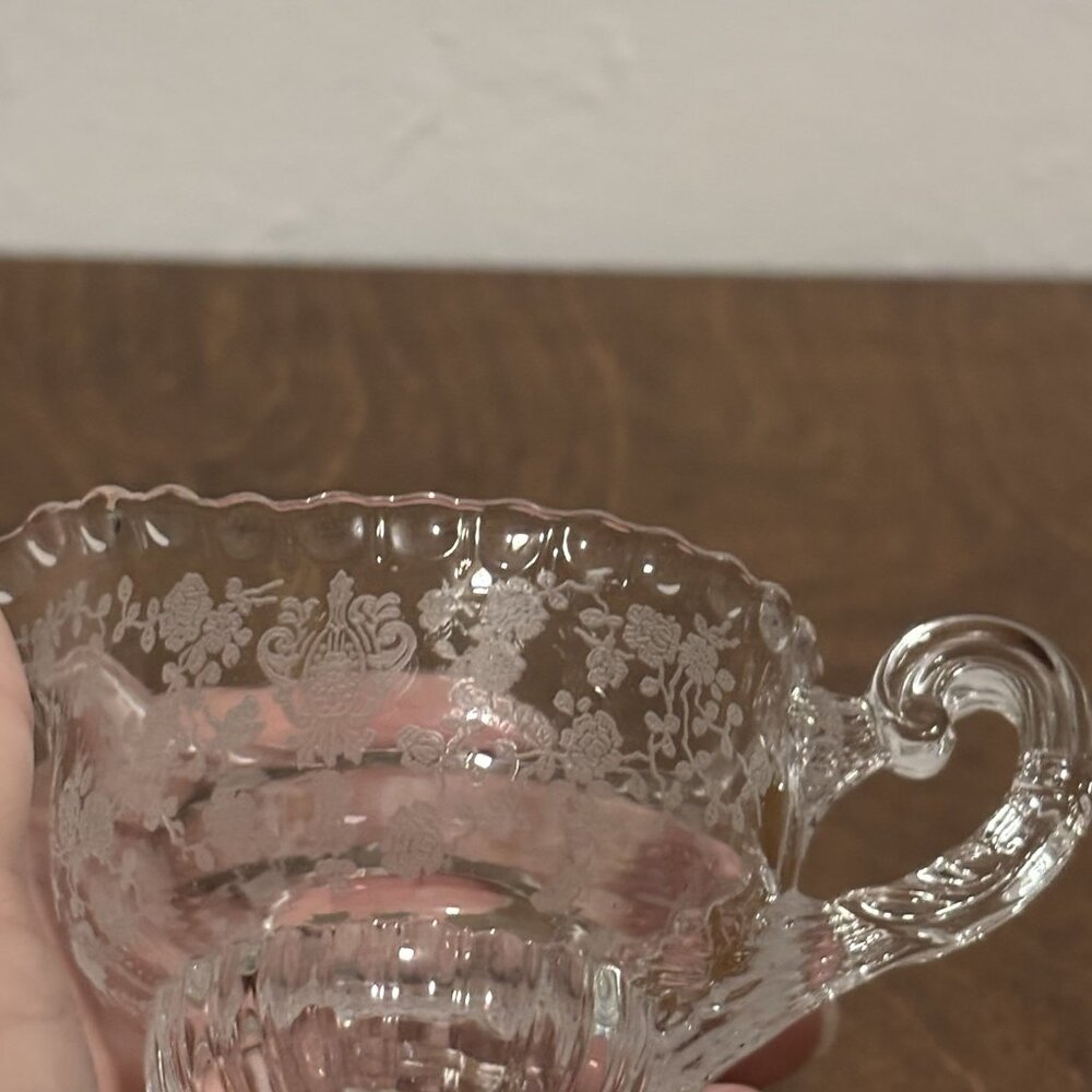 Fostoria Navarre Etched Pattern Creamer Replacement 3"x4" Glass - Picture 2 of 8